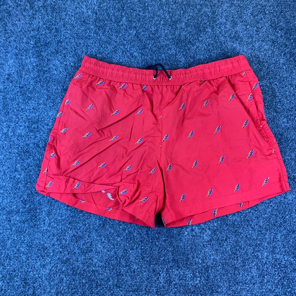 Paul Smith Swimwear Shorts Mens 32x4.5 Red Fluoro Flash Embroidered Drawstring
